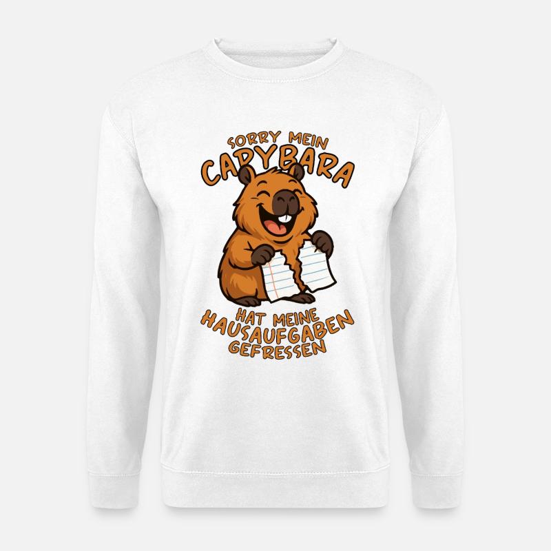 Sorry Mein Capybara Hat Meine Hausaufgaben... - Unisex Pullover - Weiß