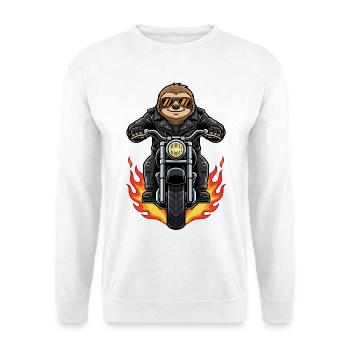 Cool Biker Sloth Moto Flammes - Sweat-shirt Unisexe - blanc - Devant