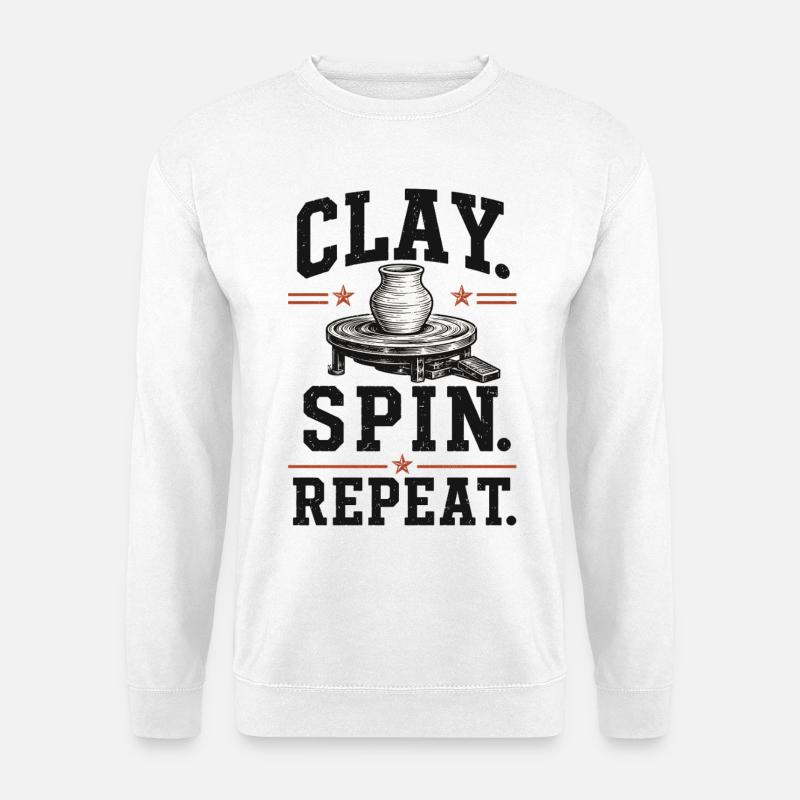 Clay Spin Repeat Keramik Shirt - Unisex Pullover - Weiß