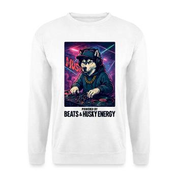 DJ Husky : Propulsé par Beats & Husky Energy - Sweat-shirt Unisexe - blanc - Devant
