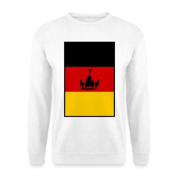 Wagensilhouette Deutschland - Unisex Pullover - Weiß - Vorne - Alina (178cm) & Michal (187cm)