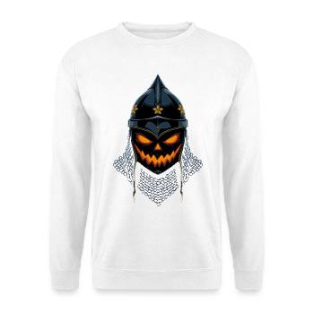 Kürbisritter Halloween - Unisex Pullover - Weiß - Vorne - Alina (178cm) & Michal (187cm)