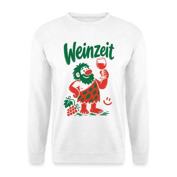 Weinzeit Weinliebhaber Rotwein Weinglas - Unisex Pullover - Weiß - Vorne - Alina (178cm) & Michal (187cm)