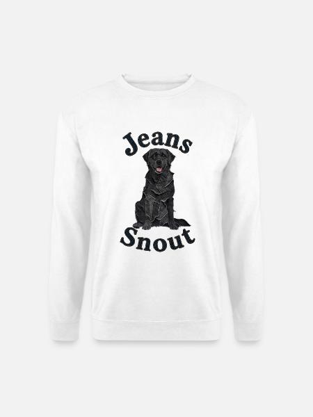 Schwarzer Labrador Retriever im Jeansflicken-Stil - Unisex Pullover - Weiß