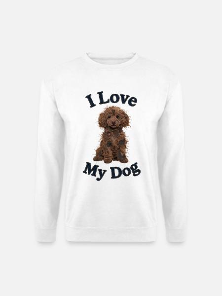 Brauner Toypudel im Jeansflicken-Stil - Unisex Pullover - Weiß