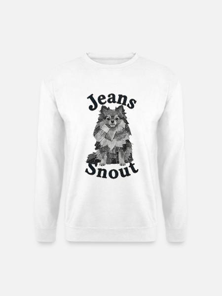 Grauer Spitz im Jeansflicken-Stil - Unisex Pullover - Weiß