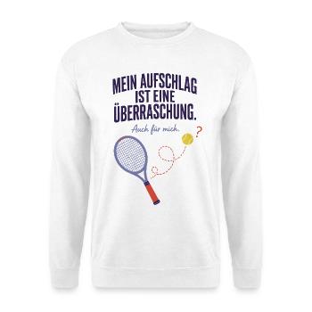 Aufschlag Überraschung Auch für mich Tennis - Unisex Pullover - Weiß - Vorne - Alina (178cm) & Michal (187cm)