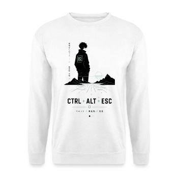 Neonwanderer: Ctrl Alt ESC - Unisex Pullover - Weiß - Vorne - Alina (178cm) & Michal (187cm)