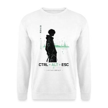 Hoodie-Silhouette im Neon-Cyberpunk - Unisex Pullover - Weiß - Vorne - Alina (178cm) & Michal (187cm)