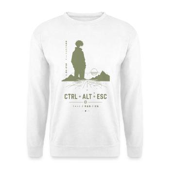 Ctrl Alt Esc Retro Skyline - Unisex Pullover - Weiß - Vorne - Alina (178cm) & Michal (187cm)