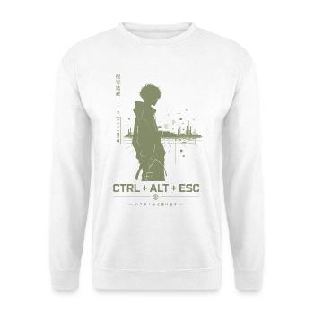 Ctrl+Alt+Esc Stadt-Silhouette - Unisex Pullover - Weiß - Vorne - Alina (178cm) & Michal (187cm)