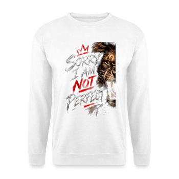 Nicht perfekte Tigerbürsten-Grafik - Unisex Pullover - Weiß - Vorne - Alina (178cm) & Michal (187cm)