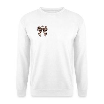 Be Wild Leoparden-Schleife - Unisex Pullover - Weiß - Vorne - Alina (178cm) & Michal (187cm)