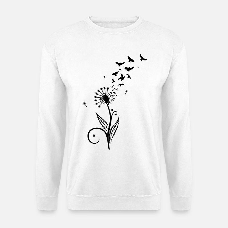 Pusteblume mit Vogelschwarm. - Unisex Pullover - Weiß