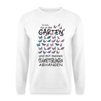 Schmetterlinge und mein Garten - Unisex Pullover - Weiß - Vorne
