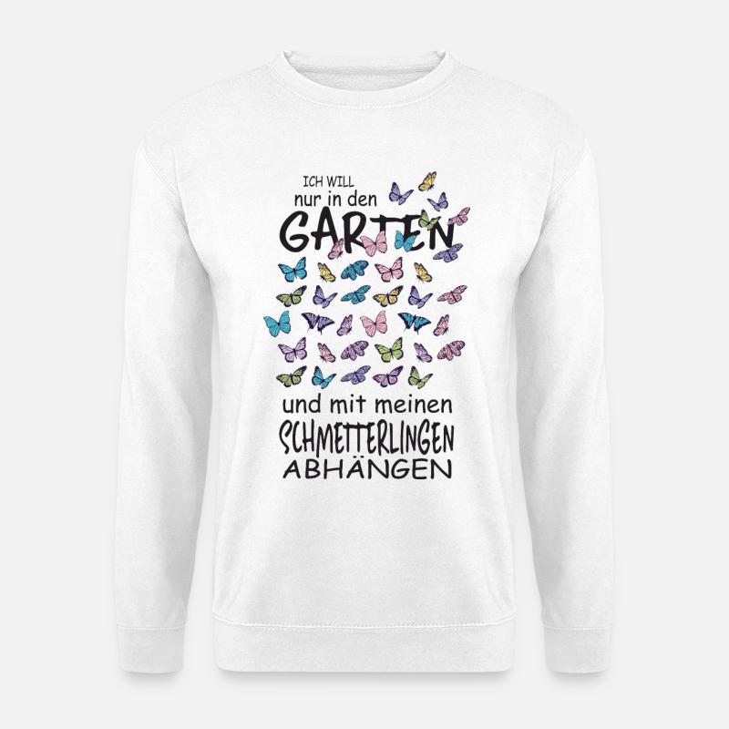 Schmetterlinge und mein Garten - Unisex Pullover - Weiß