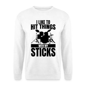 J’aime frapper des choses avec des bâtons - Sweat-shirt Unisexe - blanc - Devant