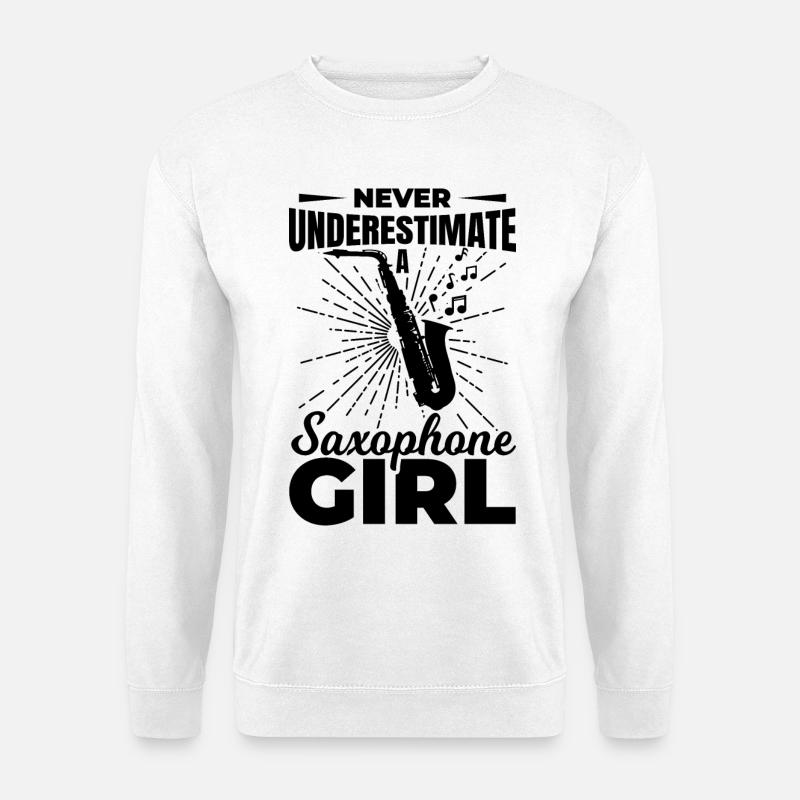 Saxophon Mädchen - Unisex Pullover - Weiß