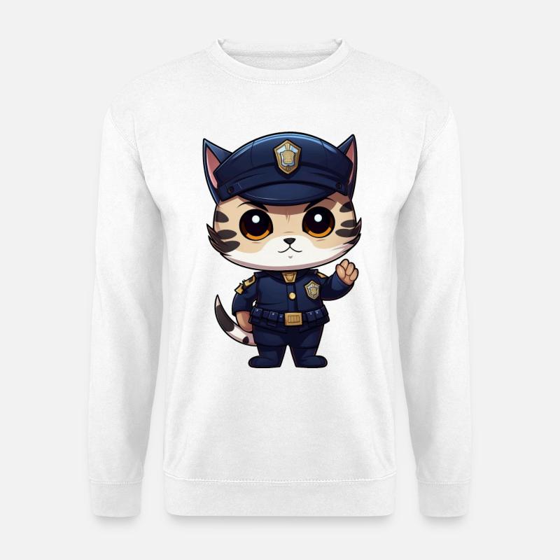 Katzen Polizist - Unisex Pullover - Weiß
