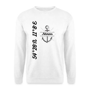 Koordinaten Design Fehmarn - Unisex Pullover - Weiß - Vorne