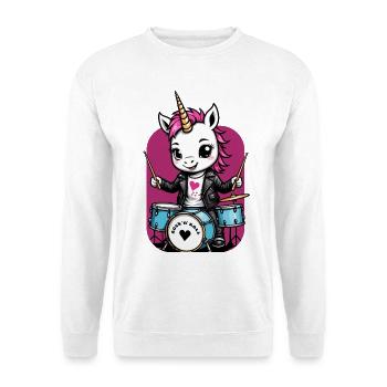 Einhorn Schlagzeugspieler - Unisex Pullover - Weiß - Vorne