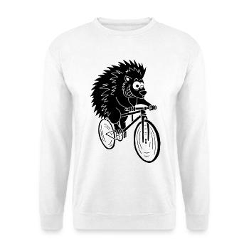 Schwarzer Igel auf dem Fahrrad - Unisex Pullover - Weiß - Vorne