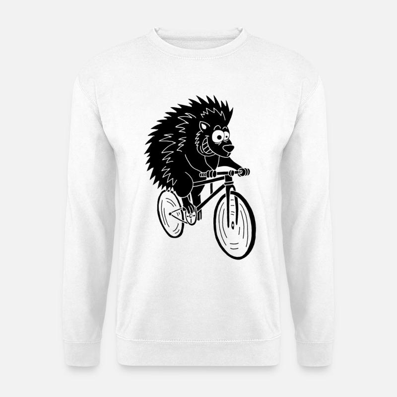 Schwarzer Igel auf dem Fahrrad - Unisex Pullover - Weiß