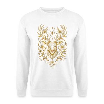 Noble Deer Head - Folk Festival &amp; Forest Love - Unisex Sweatshirt - white - Front