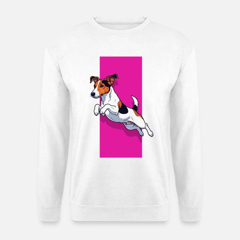 ack Russell dynamisch springend für Hundeliebhaber - Unisex Pullover - Weiß