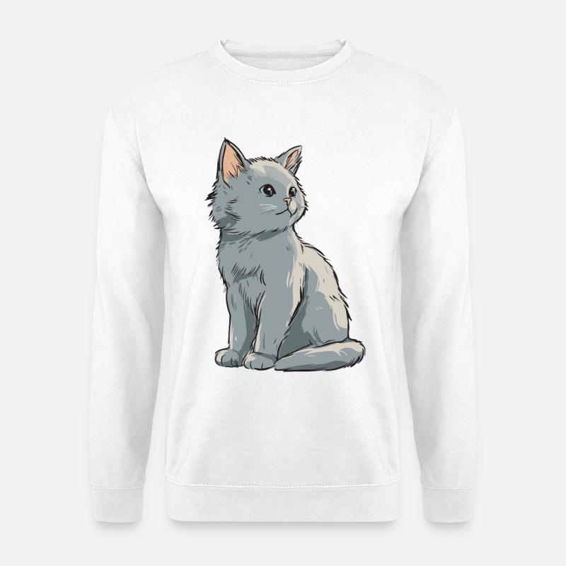 Graues Samtkätzchen Illustration - Unisex Pullover - Weiß