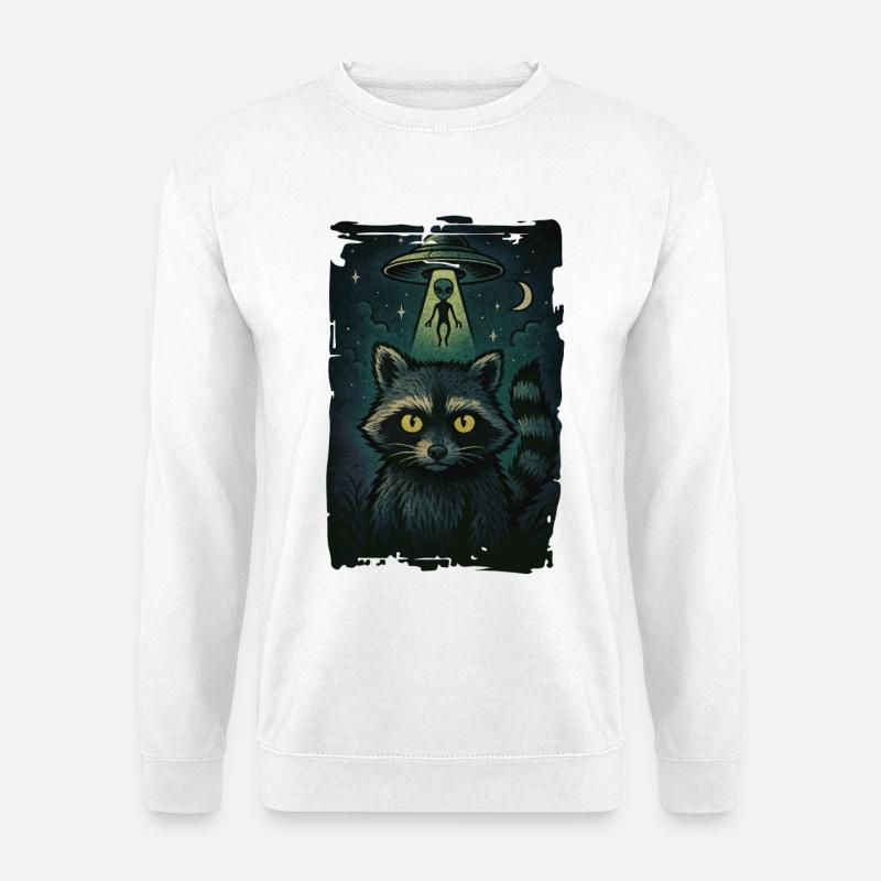 Lustiges Waschbär Geschenk Cosmic Trash Guardian - Unisex Pullover - Weiß