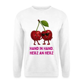 Kirschen im Liebesbund - Unisex Pullover - Weiß - Vorne