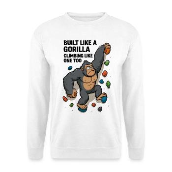 Bouldern lustig – Gorilla Cartoon Kletter Shirt - Unisex Pullover - Weiß - Vorne