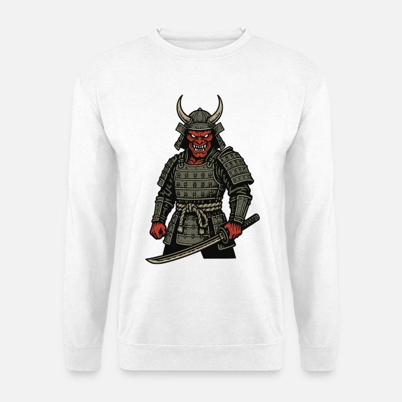 Oni Samurai - Dämonischer Krieger - Unisex Pullover - Weiß