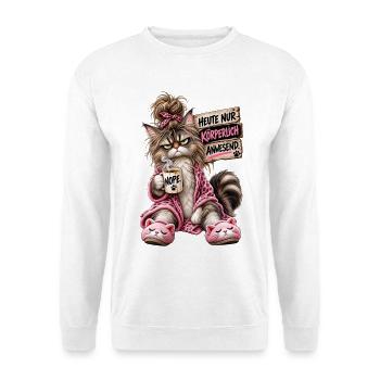 Heute nur körperlich anwesend - Unisex Pullover - Weiß - Vorne - Alina (178cm) & Michal (187cm)