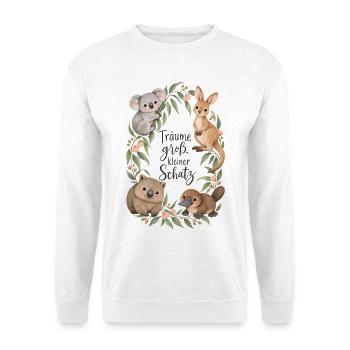Träume groß Koala Känguru Australien Aquarell - Unisex Pullover - Weiß - Vorne - Alina (178cm) & Michal (187cm)