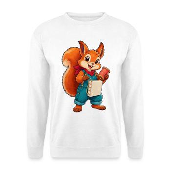 Eichhörnchen Handarbeitsheld Overalls - Unisex Pullover - Weiß - Vorne - Alina (178cm) & Michal (187cm)