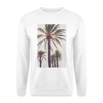 Palmenparadies Strandlicht - Unisex Pullover - Weiß - Vorne - Alina (178cm) & Michal (187cm)