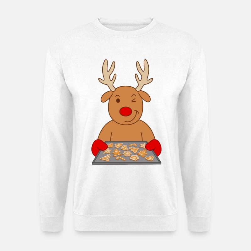 Rentier Weihnachtsgebäck Gebäck Plätzchen backen - Unisex Pullover - Weiß