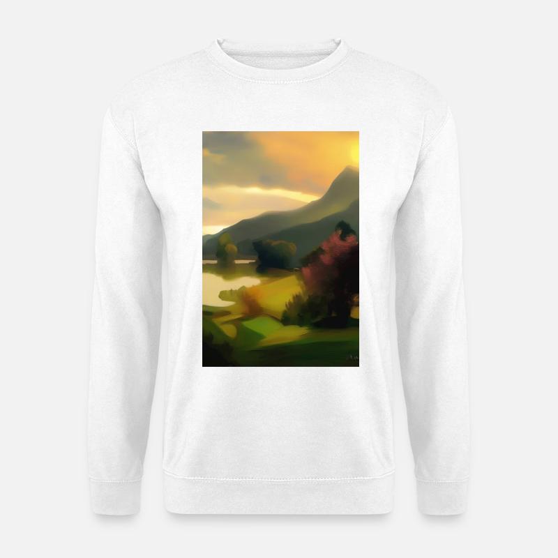 Landschaft mit See und Berge - Unisex Pullover - Weiß