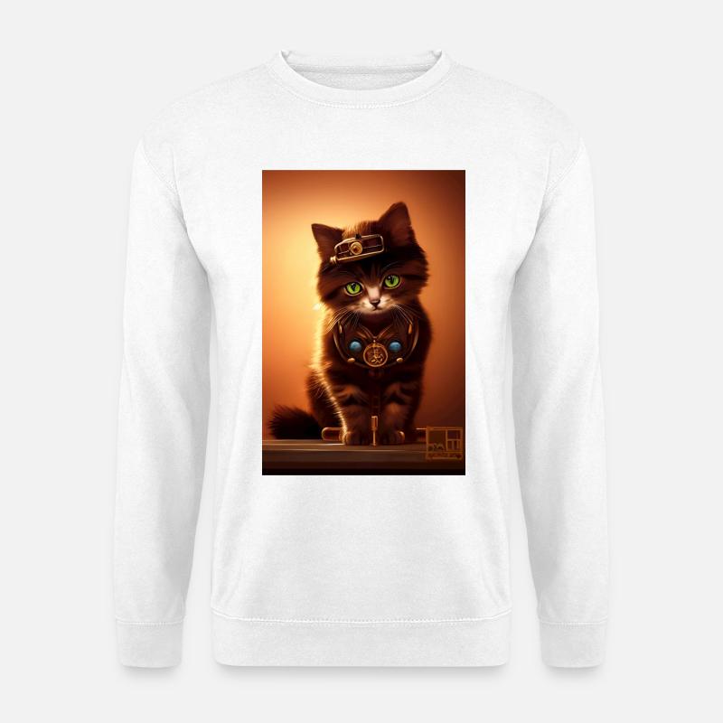 Katze Steampunk Style - Unisex Pullover - Weiß