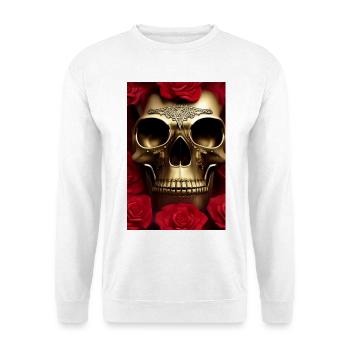 Goldene Totenkopf mit Rosen - Unisex Pullover - Weiß - Vorne
