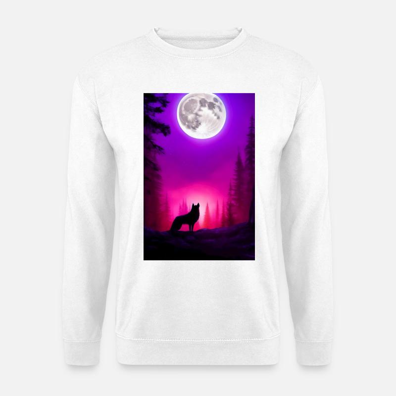 Wolf and Moon - Unisex Sweatshirt - white