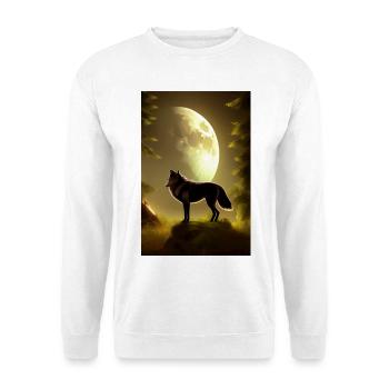 Wolf und Mond - Unisex Pullover - Weiß - Vorne