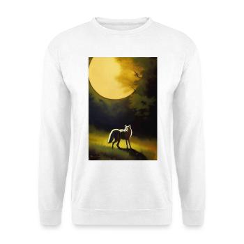 Wolf und Mond - Unisex Pullover - Weiß - Vorne