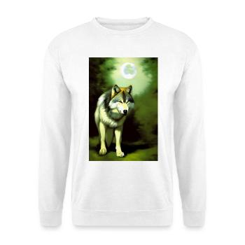 Wolf und Mond - Unisex Pullover - Weiß - Vorne