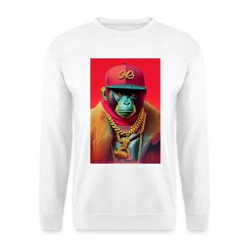 Cool monkey with gold chain - Unisex Sweatshirt - white - Front
