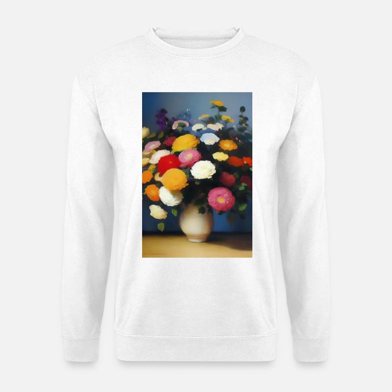 Blumen und Schmetterling - Unisex Pullover - Weiß