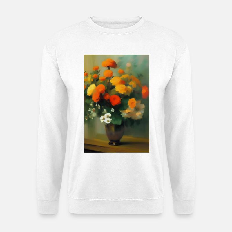 Blumen und Schmetterling - Unisex Pullover - Weiß