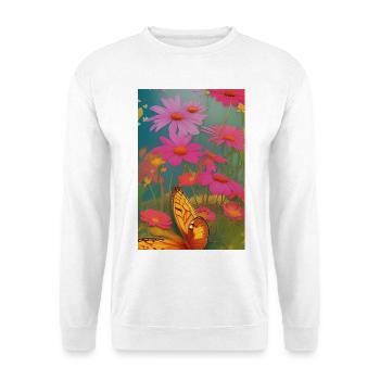 Flowers and butterfly - Unisex Sweatshirt - white - Front